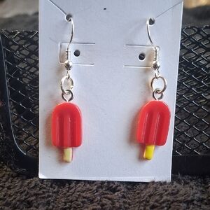 Hand Crafted Red and Yellow Popsicle Charm Earrings